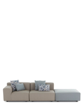 Plastics Outdoor Liberty 2 Seater + 1 Pouf Obi Check Sofa Beige