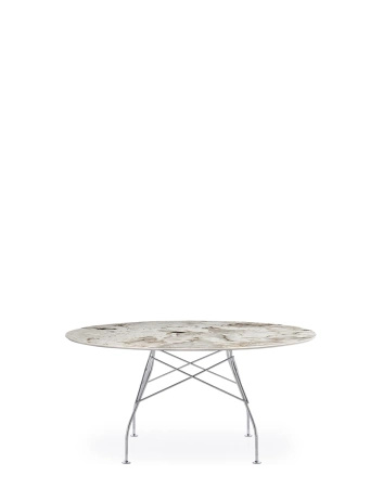 Glossy XXL Ø150 cm Nature Tundra Chrome Table