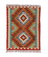 Dywan wełniany kilim afgański wielokolorowy 97914 83x65