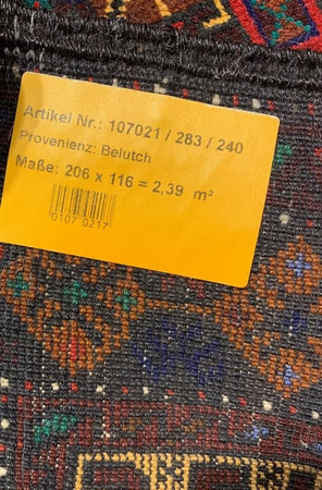 Belutch Iranian Wool Carpet 206x116