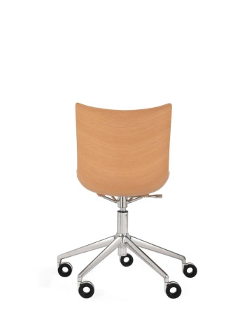 P/Wood Basic Veneer Krzesło Z Kółkami Jasne Drewno Chromowany FSC™