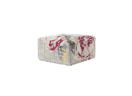 Gan Canevas Flowers Square Puff Natural