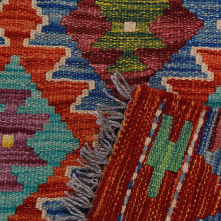 Wool kilim afghan rug multicolored 100109 120x80
