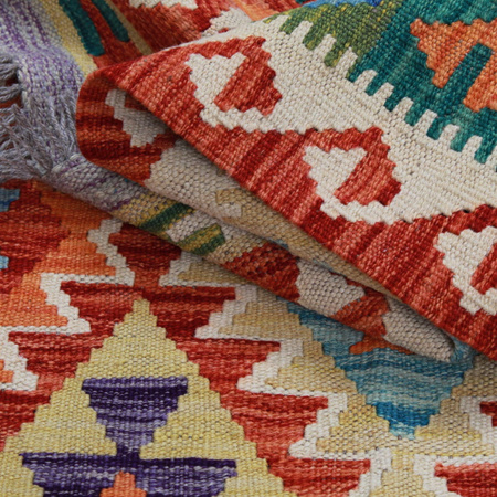 Wool kilim afghan rug multicolored 100422 207x155