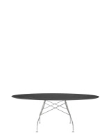 Glossy Marble Oval 192x118 cm Chrome-plated Black Marquina Table