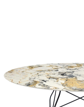 Glossy Marble Oval 192x118 cm Symphonie Black Table