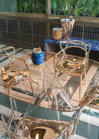  Sir Gio Square 120x120 cm Stół Przezroczysty Różowy