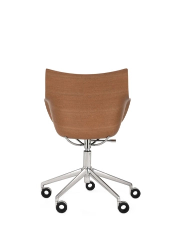 Q/Wood Basic Veneer Chair With Wheels Dark Wood Chrome FSC™