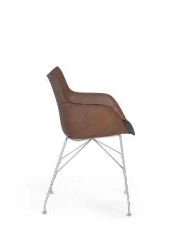 Q/Wood Basic Veneer Krzesło Ciemne Drewno Chromowany FSC™