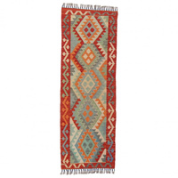 Dywan wełniany kilim afgański wielokolorowy 98100 191x67