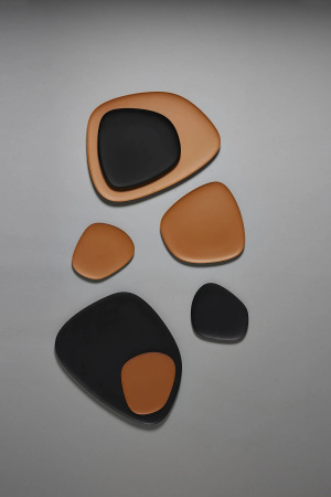 Namaste' Black Gray Turquoise Plate Set