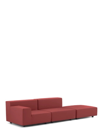 Plastics Tech Fabric Two-Seater + Pouf Sofa Brick