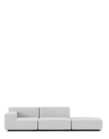 Plastics Tech Fabric Two-Seater + Pouf Sofa Biały