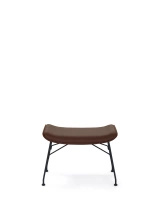 S/Wood Slatted Ash Footrest Dark Leather Black FSC™