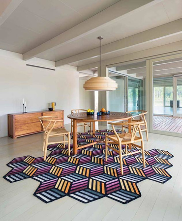 Gan Kilim Parquet Hexagon Carpet Orange