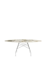 Glossy Marble Oval 192x118 cm Chrome Symphonie Table