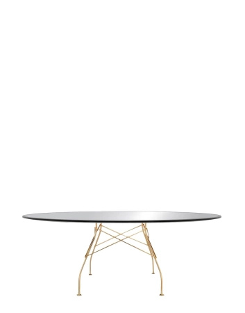 Glossy Oval 194x120 cm Table Gilded Black