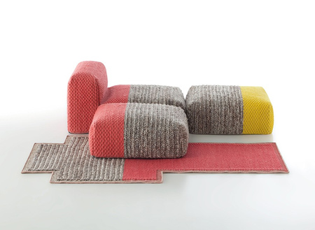 Gan Mangas Space Plait Coral Square Carpet