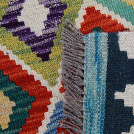 Wool kilim afghan rug multicolored 100025 133x78