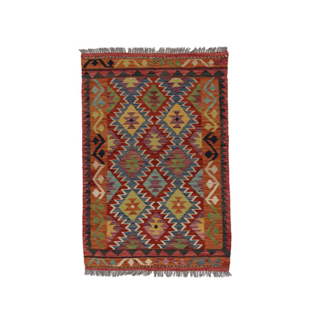 Wool kilim afghan rug multicolored 100382 146x97