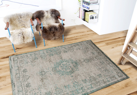 Louis de Poortere Fading World Medallion Jade Oyster rug 8259