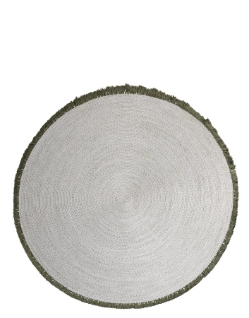 K-Lim Gray Rug with Green Fringes Ø250