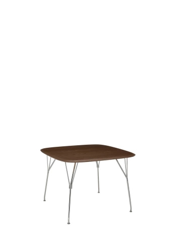 Viscount of Wood Square Chrome Table Walnut