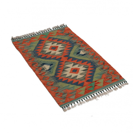 Dywan wełniany kilim afgański wielokolorowy 97925 87x59