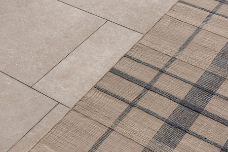 Brink&Campman Zona Block Stripe & Check Denim Rug 497408