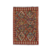 Dywan wełniany kilim afgański wielokolorowy 100360 145x100