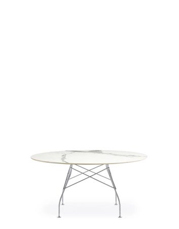 Glossy XXL Ø150 cm Table Chrome White