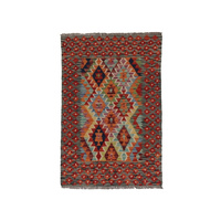 Dywan wełniany kilim afgański wielokolorowy 100097 134x90