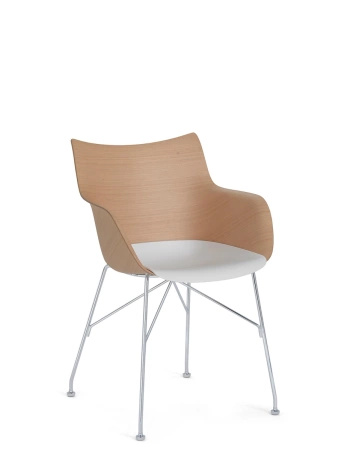 Q/Wood Basic Veneer Krzesło Jasne Drewno Chromowany FSC™