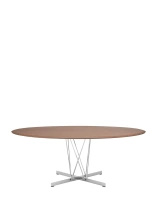 Viscount of Wood Oval Stół Chromowany Walnut