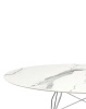 Glossy Marble Oval 192x118 cm Chrome White Table