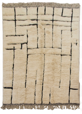 Dywan Maroccan Mrirt 210x300 beżowy dywan marokański z czarnym wzorem