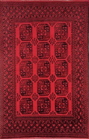 Dywan Wełniany Afghan Agha Red 200 x 300