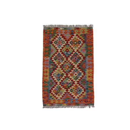 Dywan wełniany kilim afgański wielokolorowy 100116 116x76