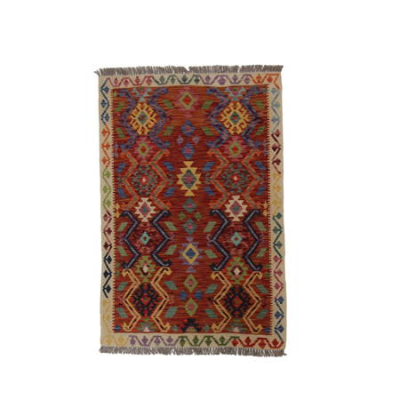 Dywan wełniany kilim afgański wielokolorowy 100396 153x102