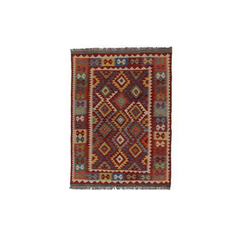 Dywan wełniany kilim afgański wielokolorowy 100442 197x142