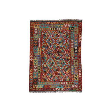 Dywan wełniany kilim afgański wielokolorowy 100456 242x175